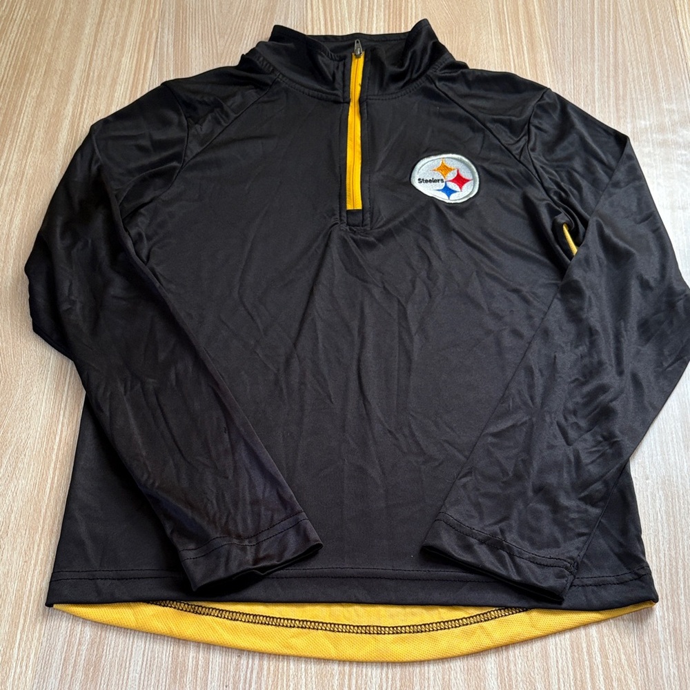 NFL Pittsburgh Steelers 1/4 zip long sleeve shirt black gold